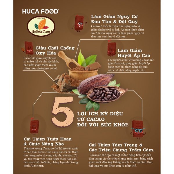 Bột Cacao Nguyên Chất 100% – Hộp 300Gr - HUCAFOOD